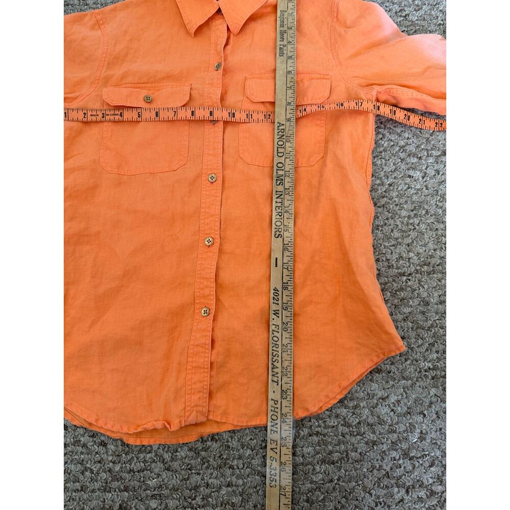 Lauren Ralph Lauren | Vibrant Orange Linen Women’s Long Sleeve Button Down Sz S - Picture 10 of 11